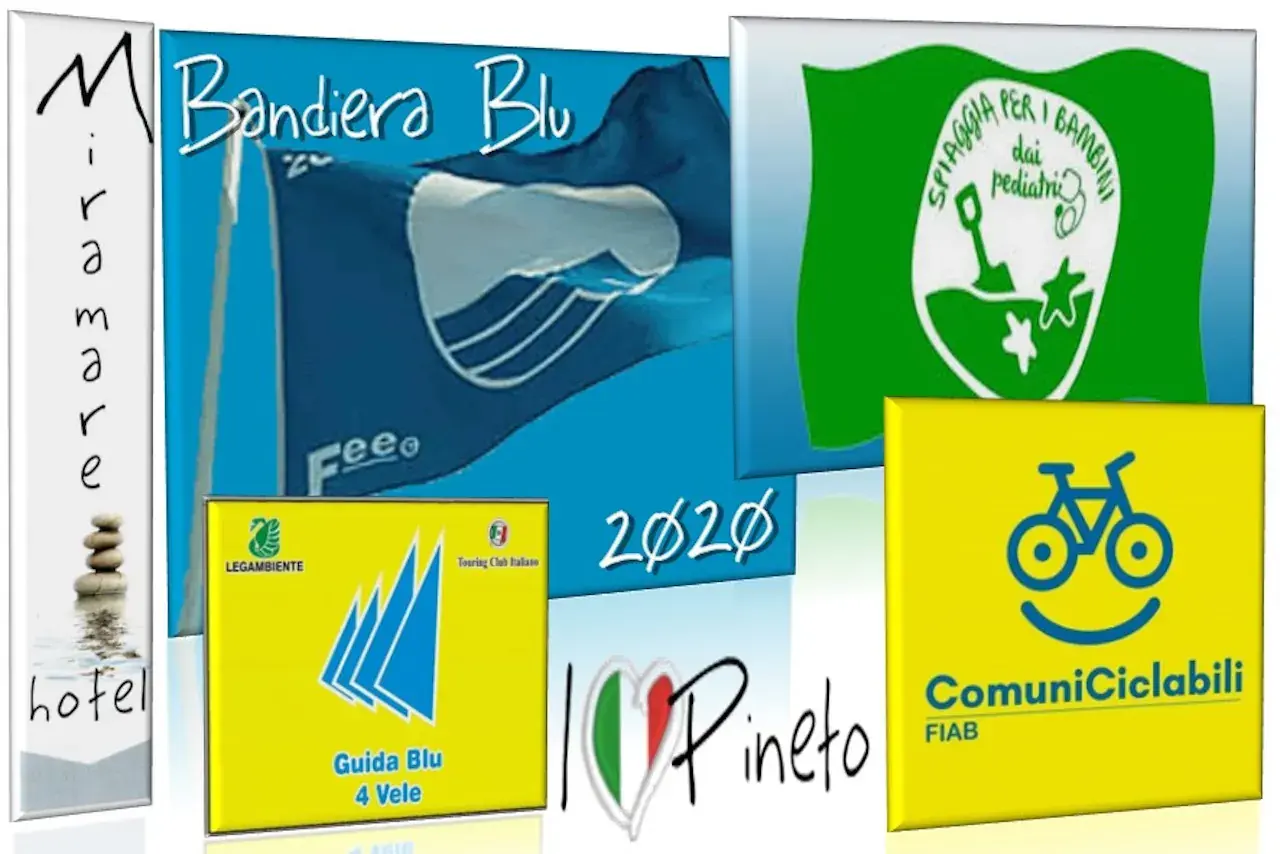 I riconoscimenti di Pineto: Bandiera Blu, Bandiera Verde, 4 Vele Legambiente e Comuni Ciclabili FIAB