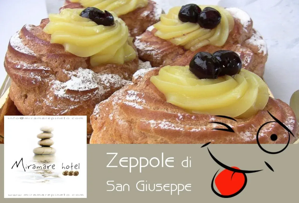 Zeppole di San Giuseppe con crema pasticcera e amarene